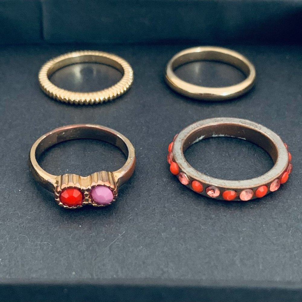 4 Gold & Coral Rings